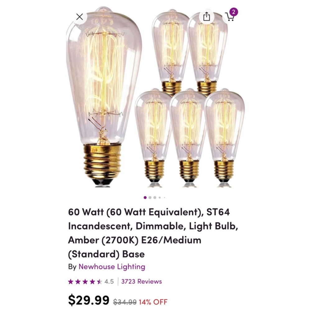 Decorative Vintage Amber Light Bulbs